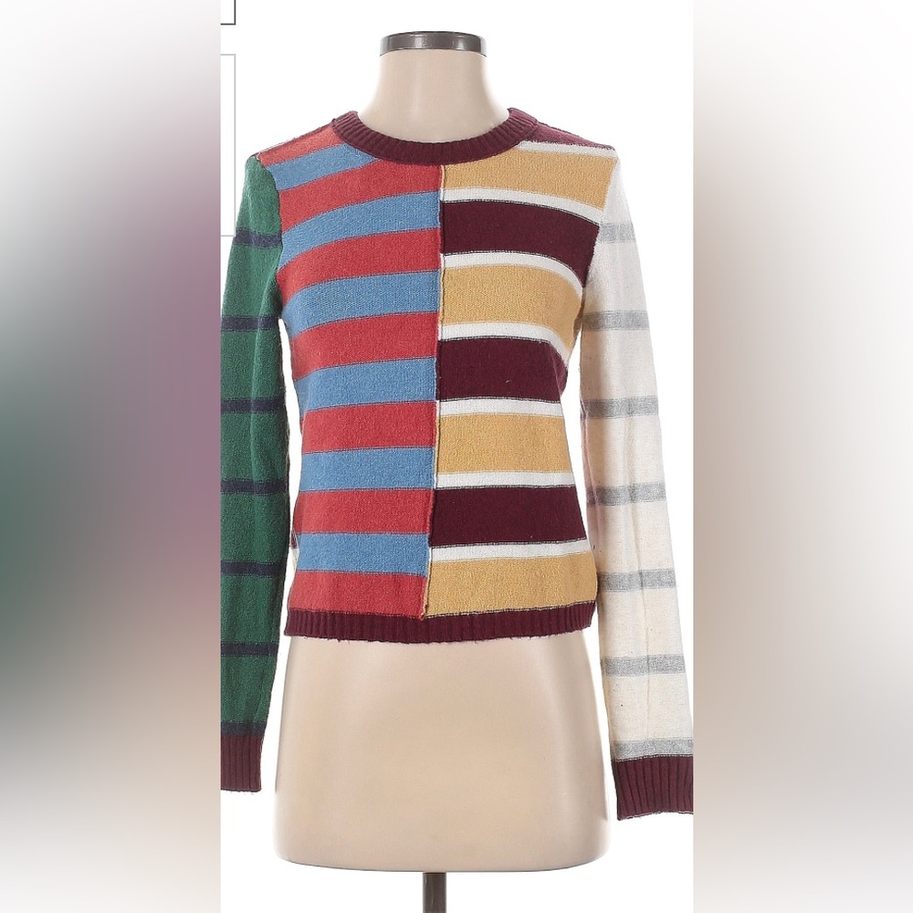 American Eagle Striped Multicolored Patchwork Sweater Sz S